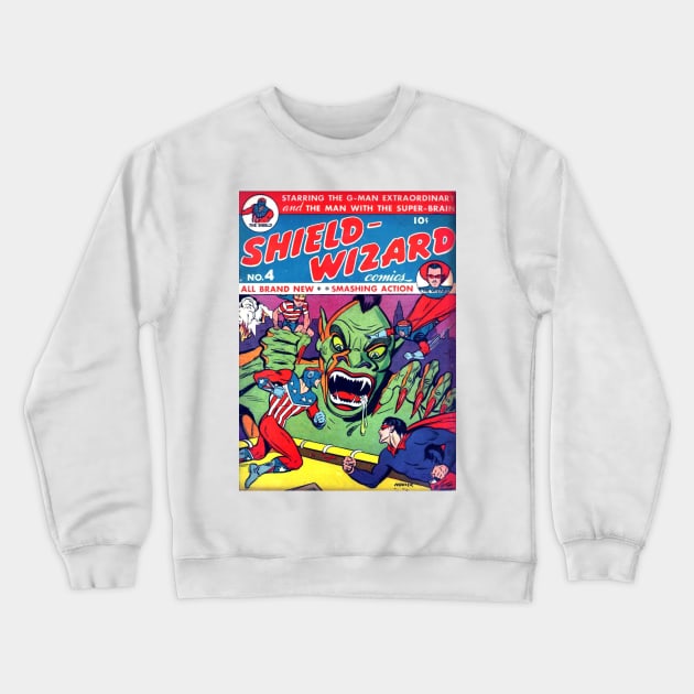 Shield Wizard No.4 Crewneck Sweatshirt by Public Domain Comics